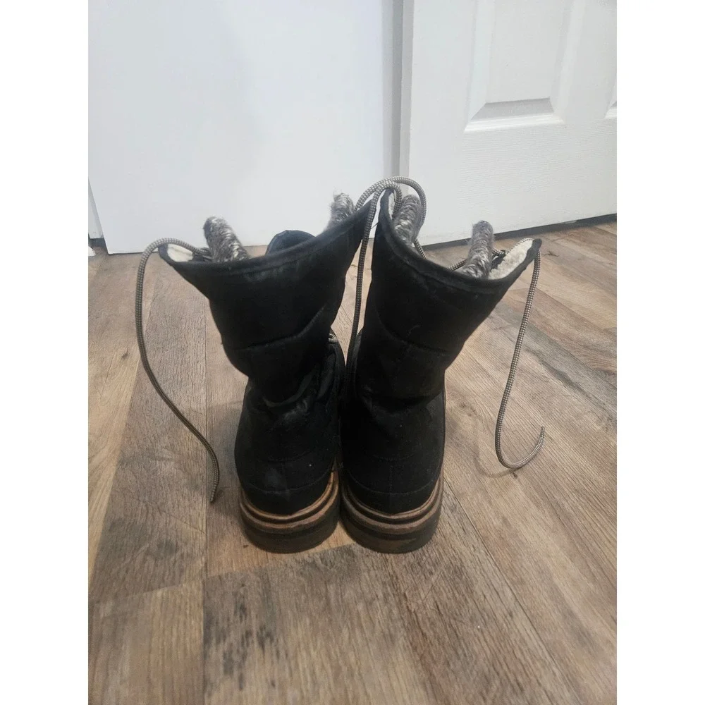 Dansko Women Natalie Black Lace Up Winter‎ Snow Boots Faux Fur Lined Size 11M